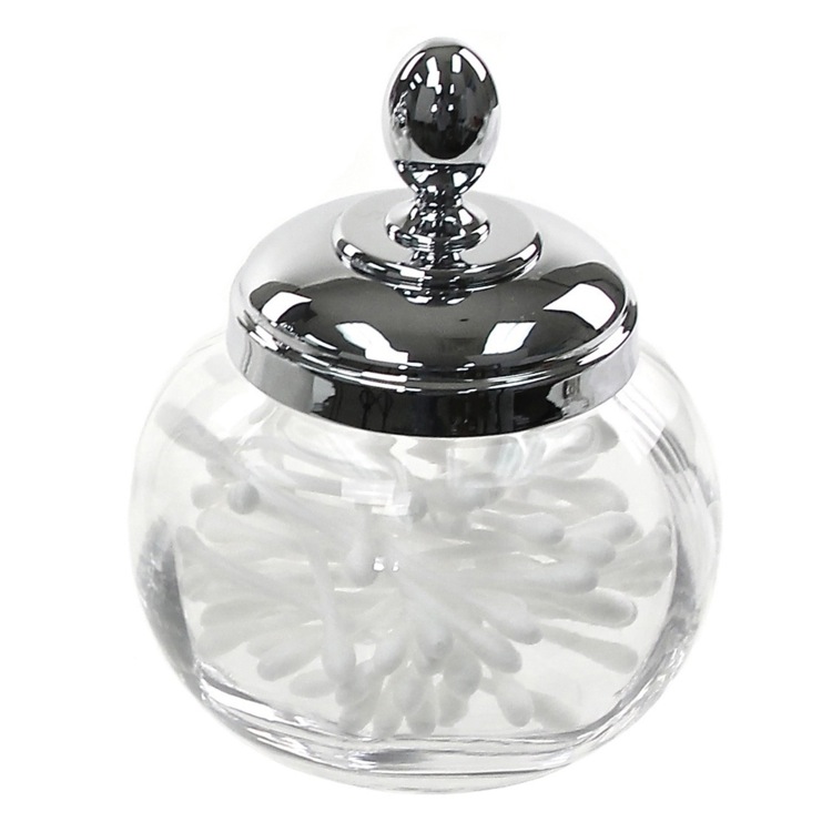 Windisch 88475-CR Round Clear Crystal Glass Cotton Swab Jar